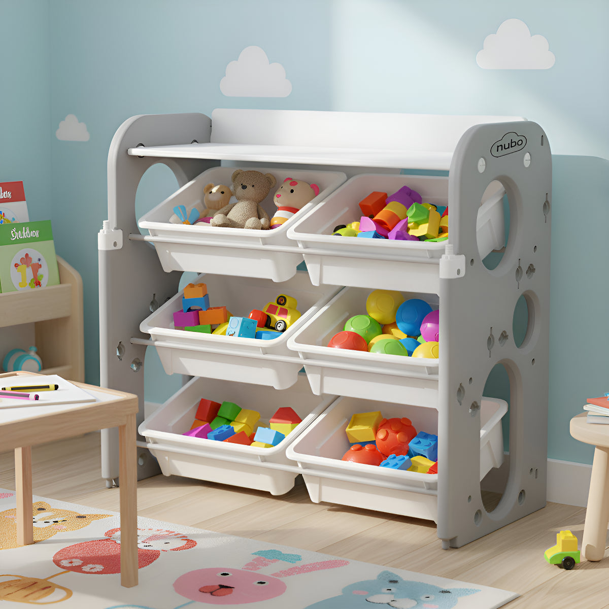 Organizador De Juguetes Pequeño Nubo 6 Bandejas Blanco