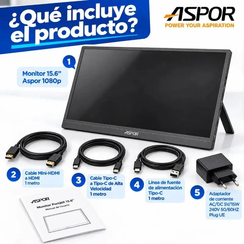 Monitor De 60hz Portatil Inalambrico 15.6 Pulgadas Full Hd