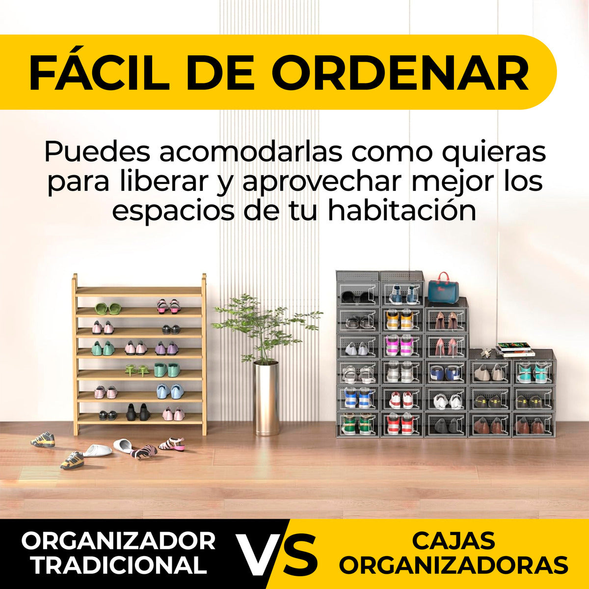Set 6cajas Organizadoras De Zapatos Apilables Multiuso Beiti