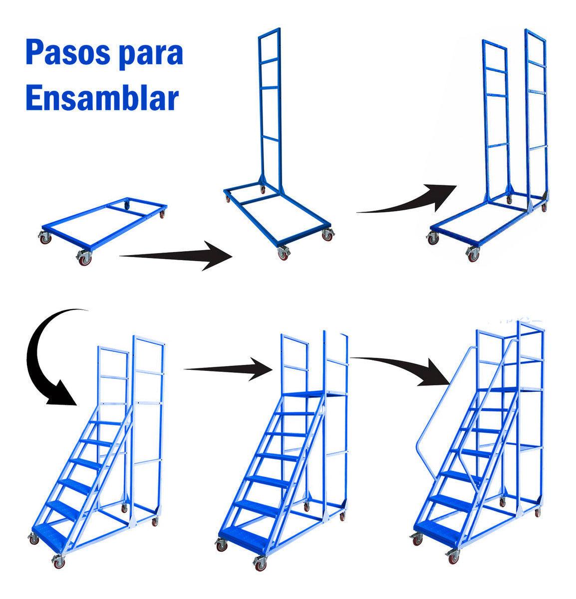 Escalera Industrial 6 Peldaños Tipo Avión Con Plataforma De 1,5m Soporta 450kg