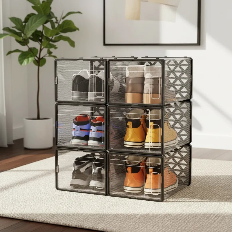 Set 6cajas Organizadoras De Zapatos Apilables Multiuso Beiti