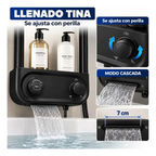 Columna Ducha Premium Circular Negro Con Control T° De Pared Hs195