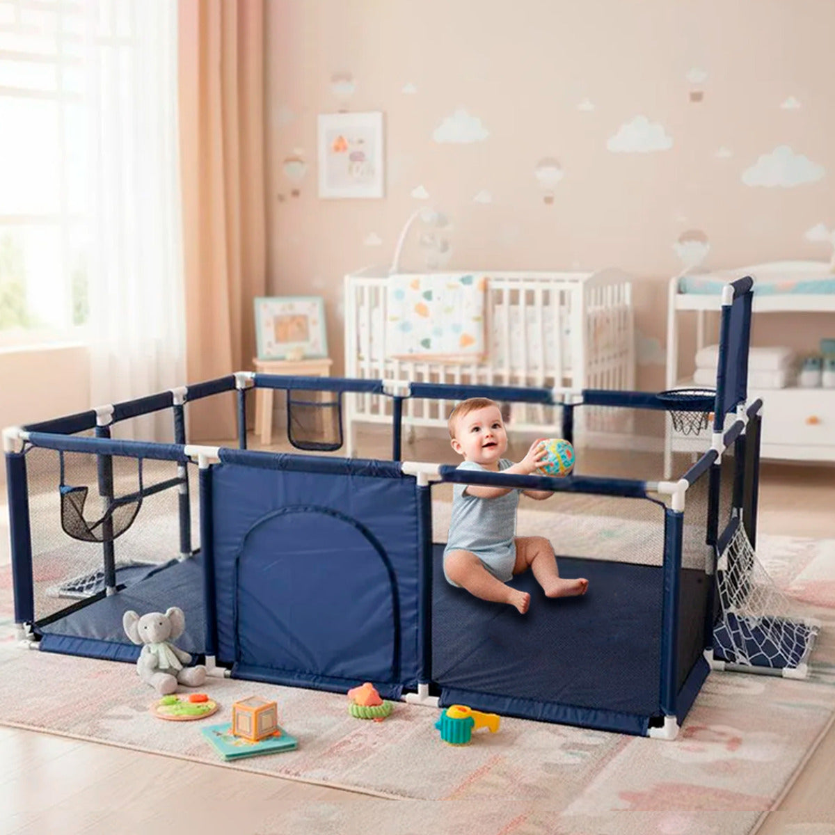 Corral bebe Infantil Nubo 3 en 1 Juegos Malla Tela Oxford 180x120cm