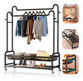Perchero Organizador Colgante De Ropa Doble Con Ruedas 120cm Negro
