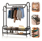 Perchero Organizador Colgante De Ropa Doble Con Ruedas 120cm Negro
