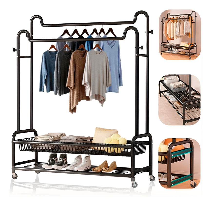 Perchero Organizador Colgante De Ropa Doble Con Ruedas 120cm Negro