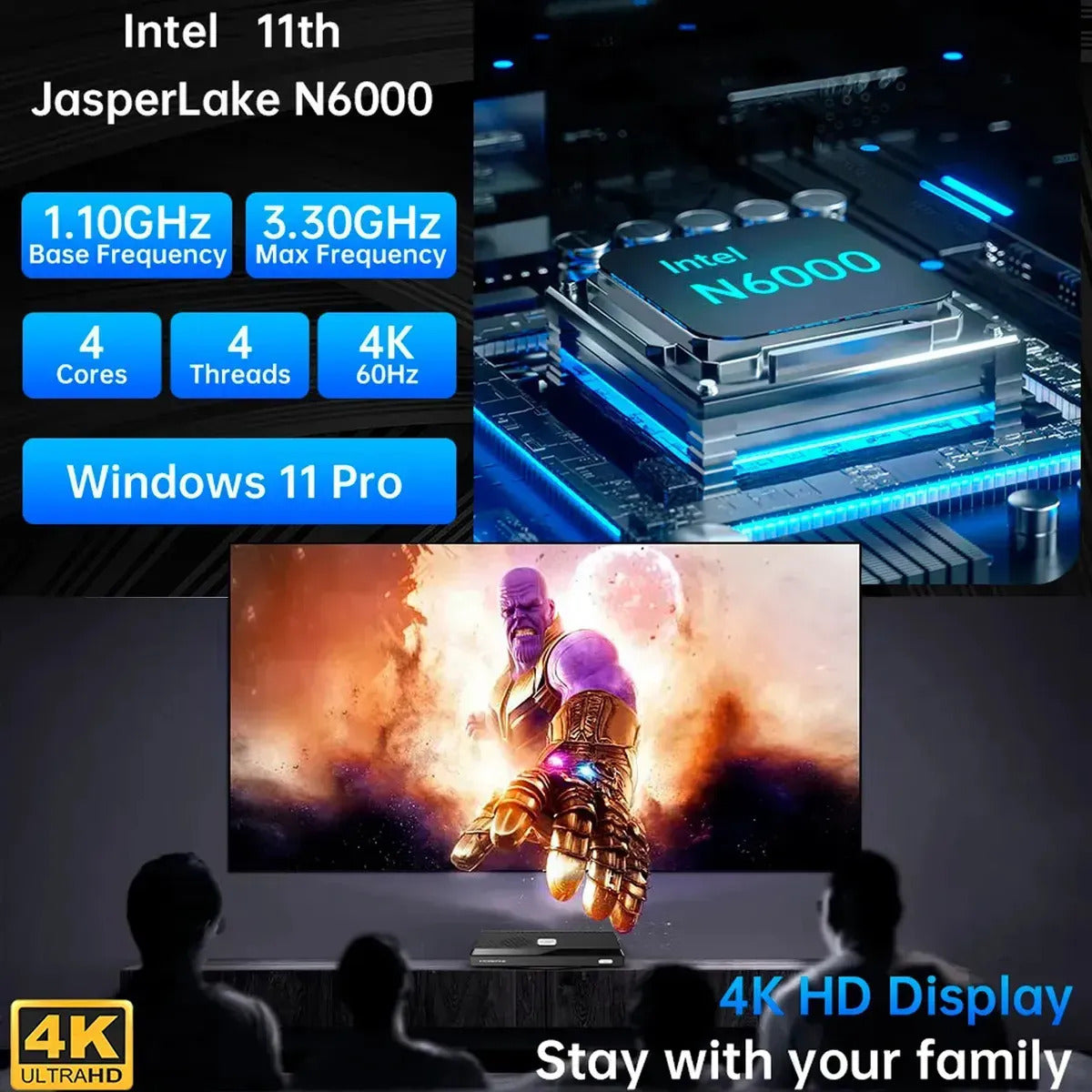 Mini PC MOREFINE M6 con Intel N6000 3,3Ghz, 16GB RAM LPDDR4 y 256GB SSD, Windows 11 Home