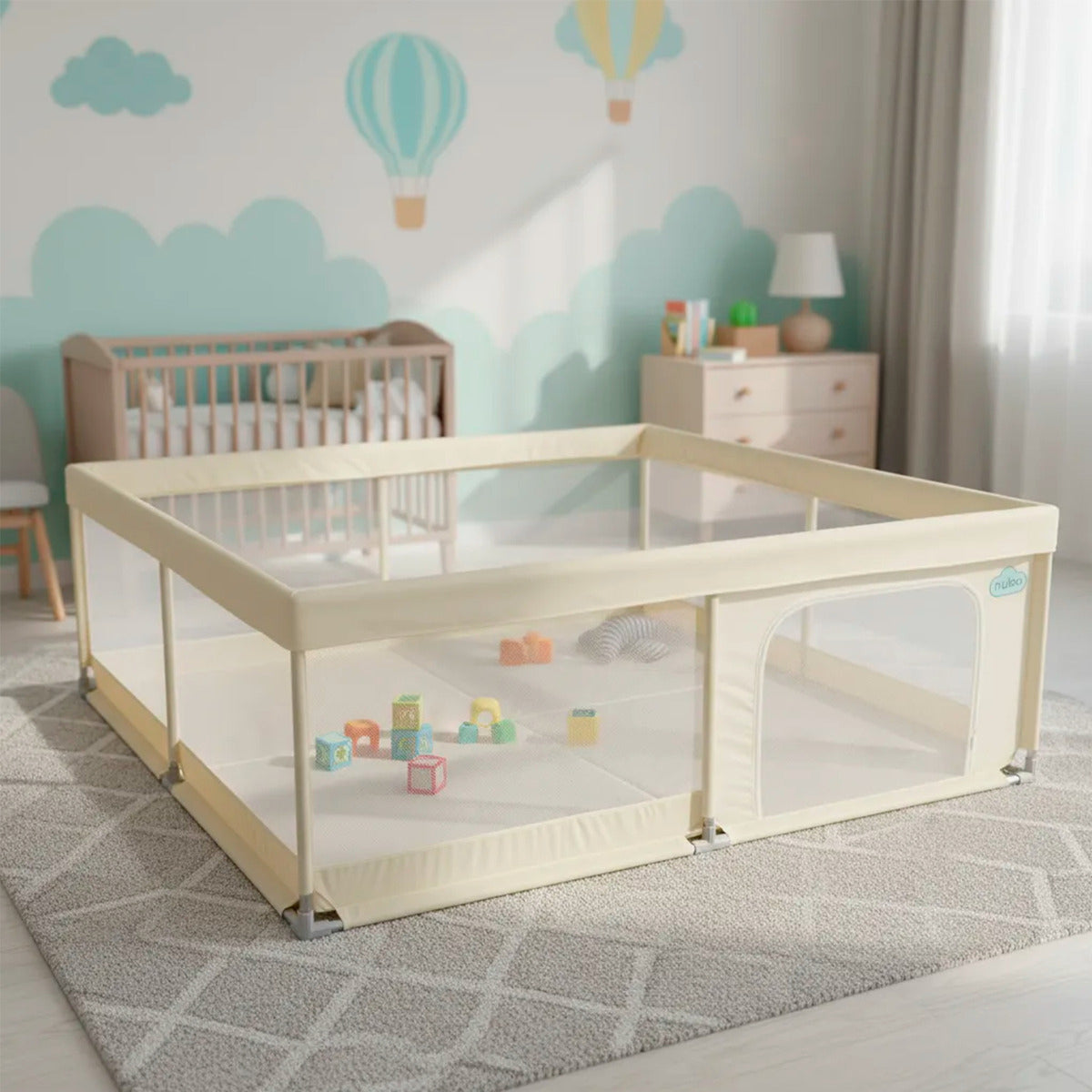 Corral Infantil Nubo Armable Malla Y Tela Oxford 180x200cm