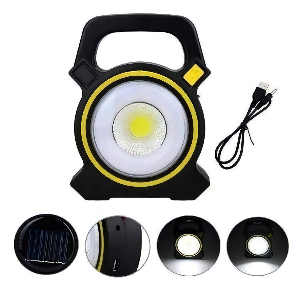 Pack 3 Linterna Foco Led Solar Recargable Para Camping Usb Color De La Luz Blanco