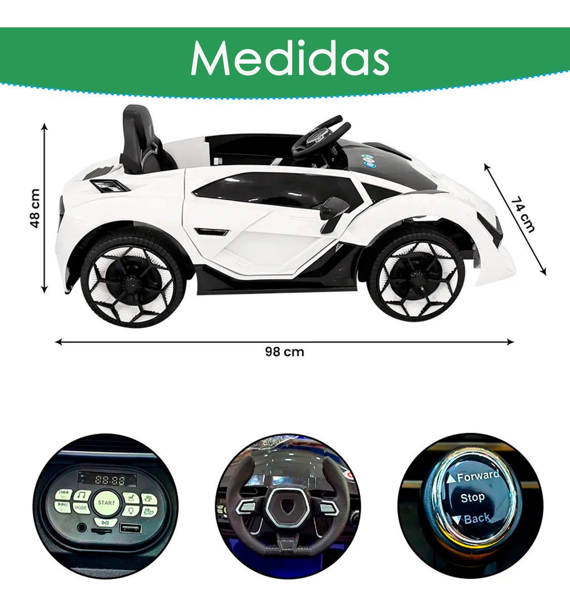 Auto Electrico Montable Lamborghini Con Boton De Reversa Corre 6km/h