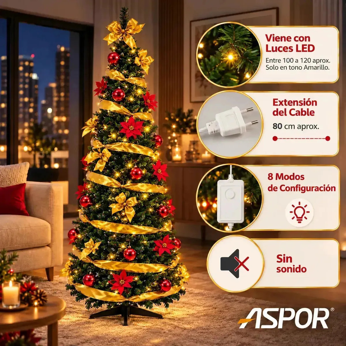 Arbol De Navidad Plegable 210 Cm Armado Facil Navideños