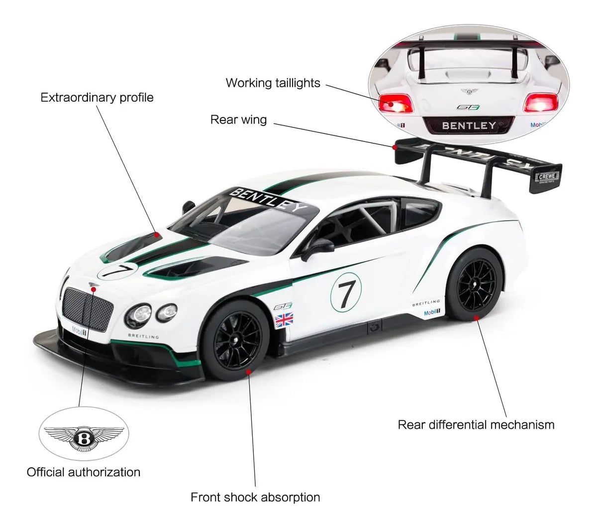 Juguete Auto Control Remoto 1:14 Bentley Continental Gt3
