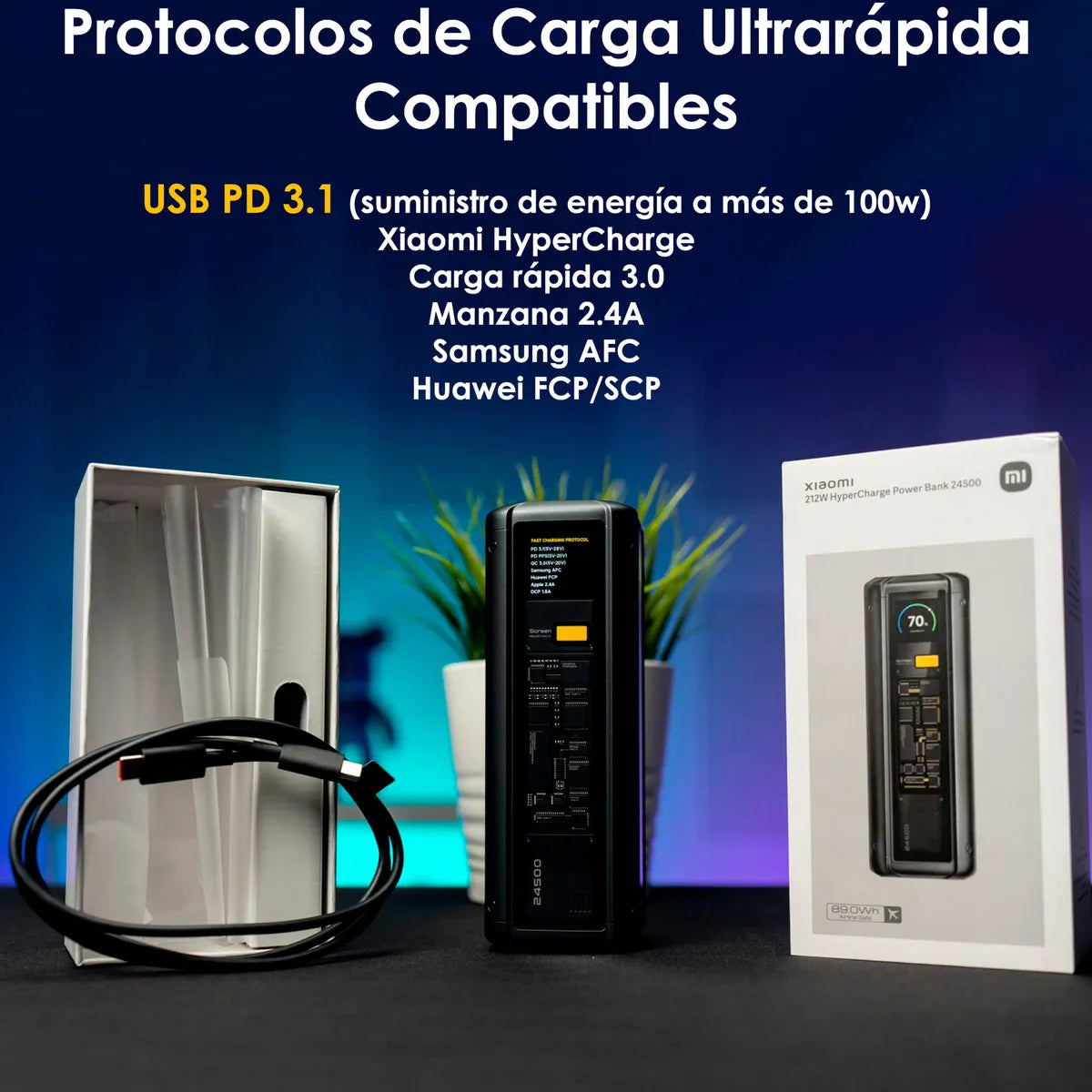 Xiaomi Powerbank 25000mah 212w Hypercarga Multipuerto Negro