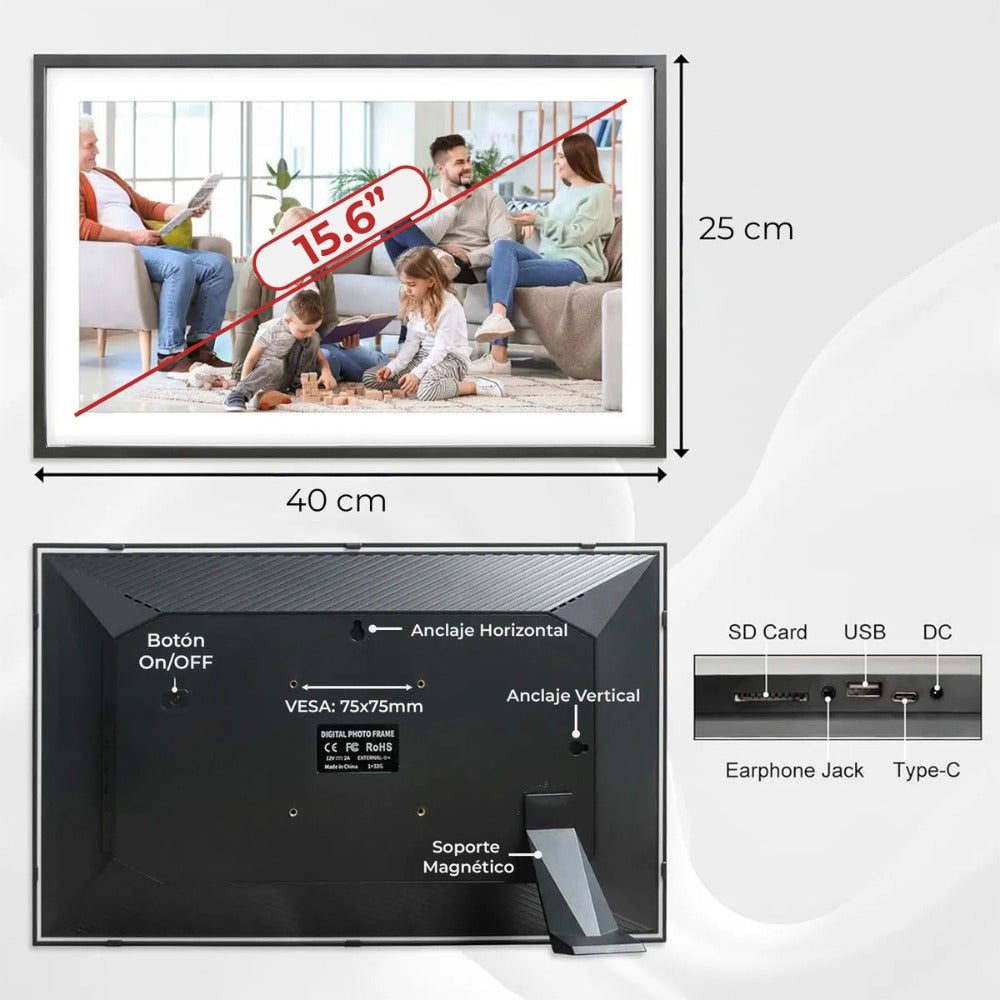 Marco De Fotos Digital Kodak 15.6'' Wifi Pantalla Táctil 32g