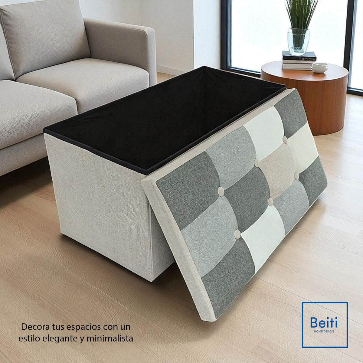Puff Baul Plegable Organizador 76x38 Tela Mix