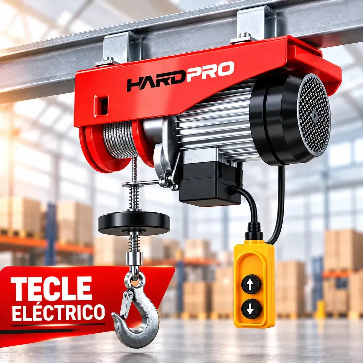 Tecle Electrico De Levante 1200kg De 12 Metros Cable Acero De 1850w Control Remoto