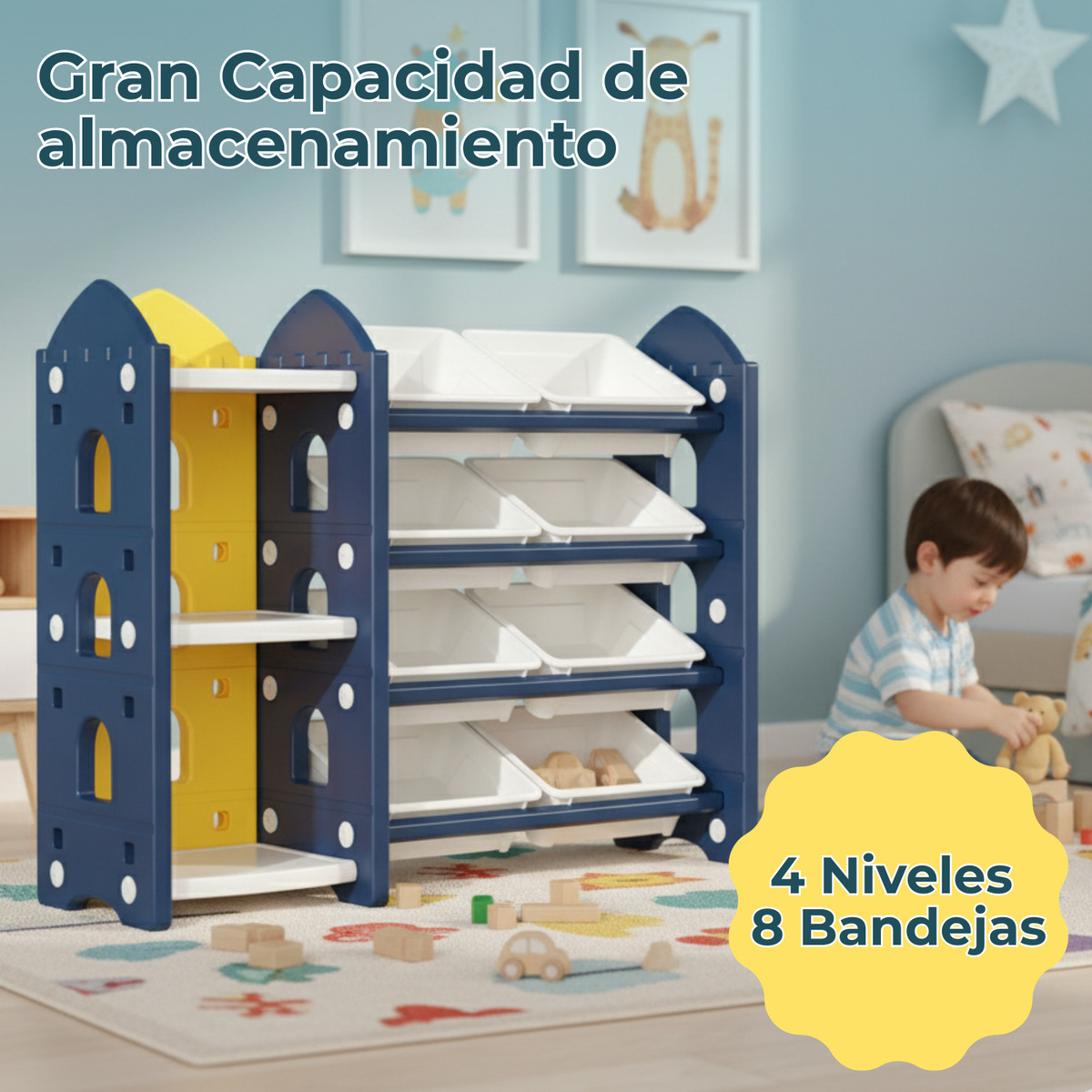 Organizador De Juguetes Mediano Nubo 8 Cestas