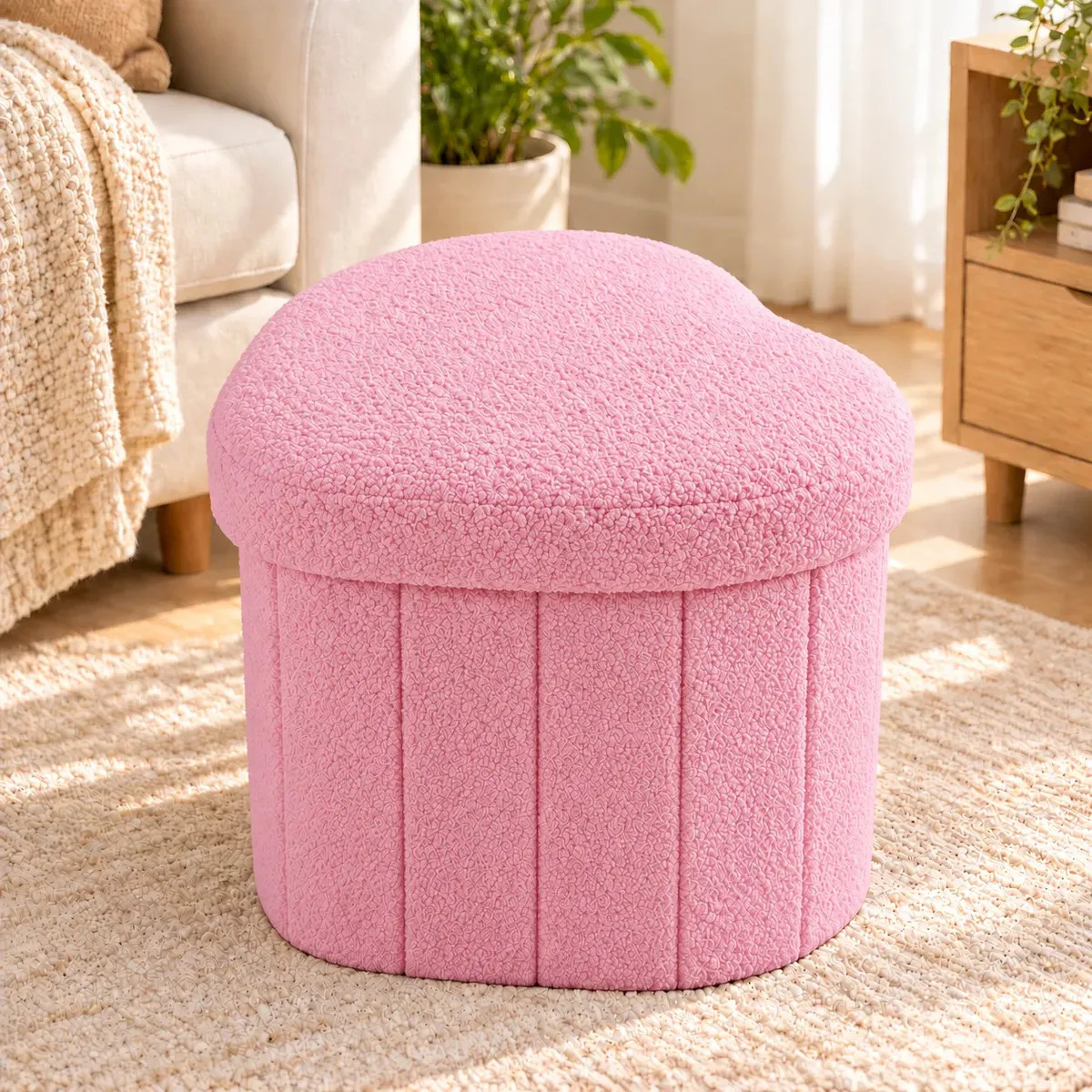 Puff Plegable Baul Organizador Tipo Corazon 38x38cm