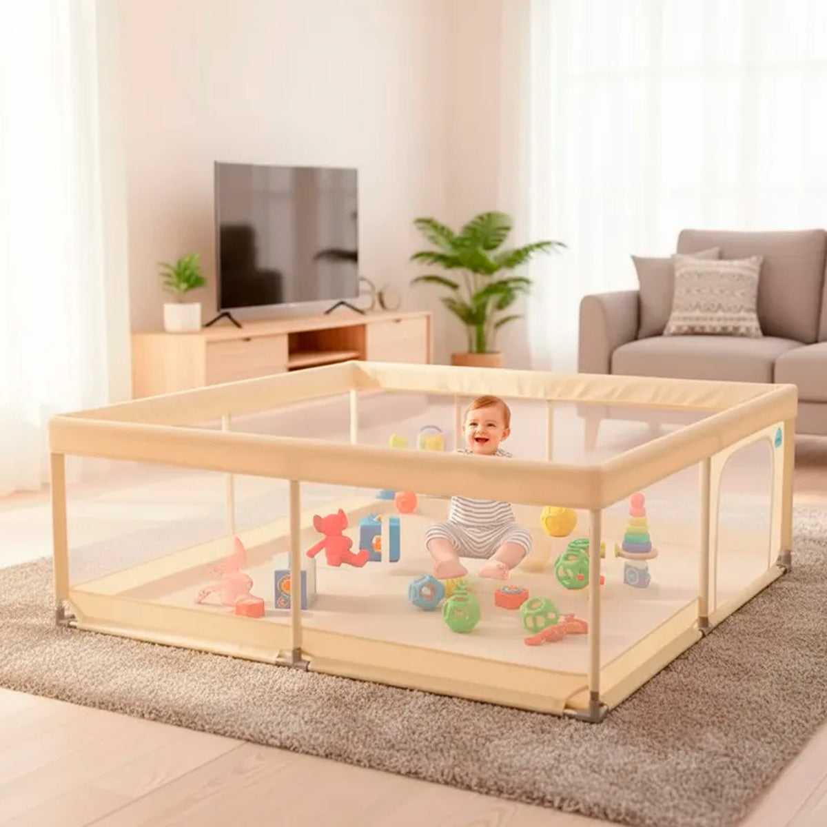 Corral Infantil Nubo Armable Malla Y Tela Oxford 180x200cm