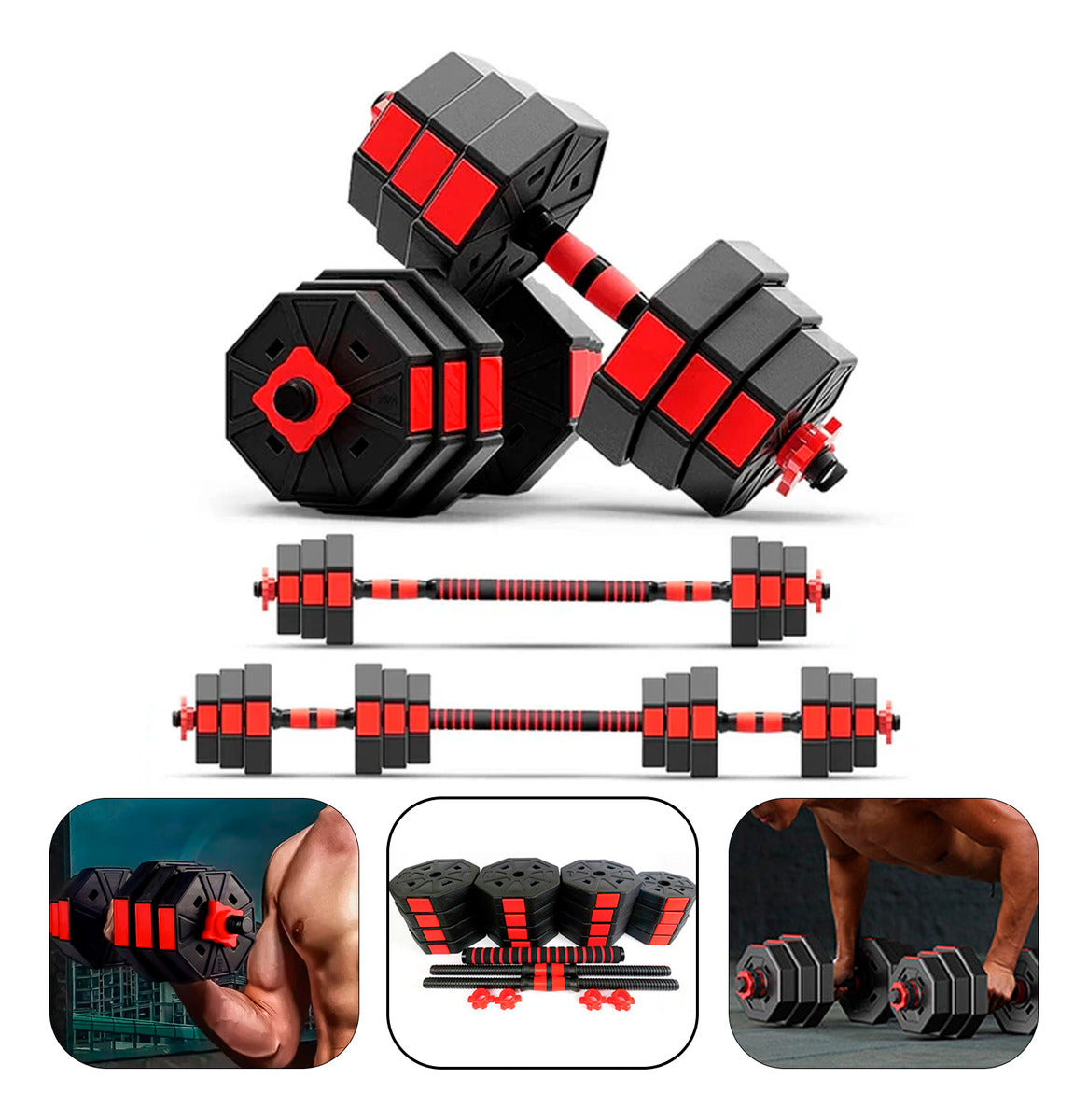 Set De Mancuernas Ajustables De 40kg Unibles Fitness