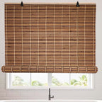 Cortina De Bambú Persiana Roller Bicolor 120x150cm Con Diseños
