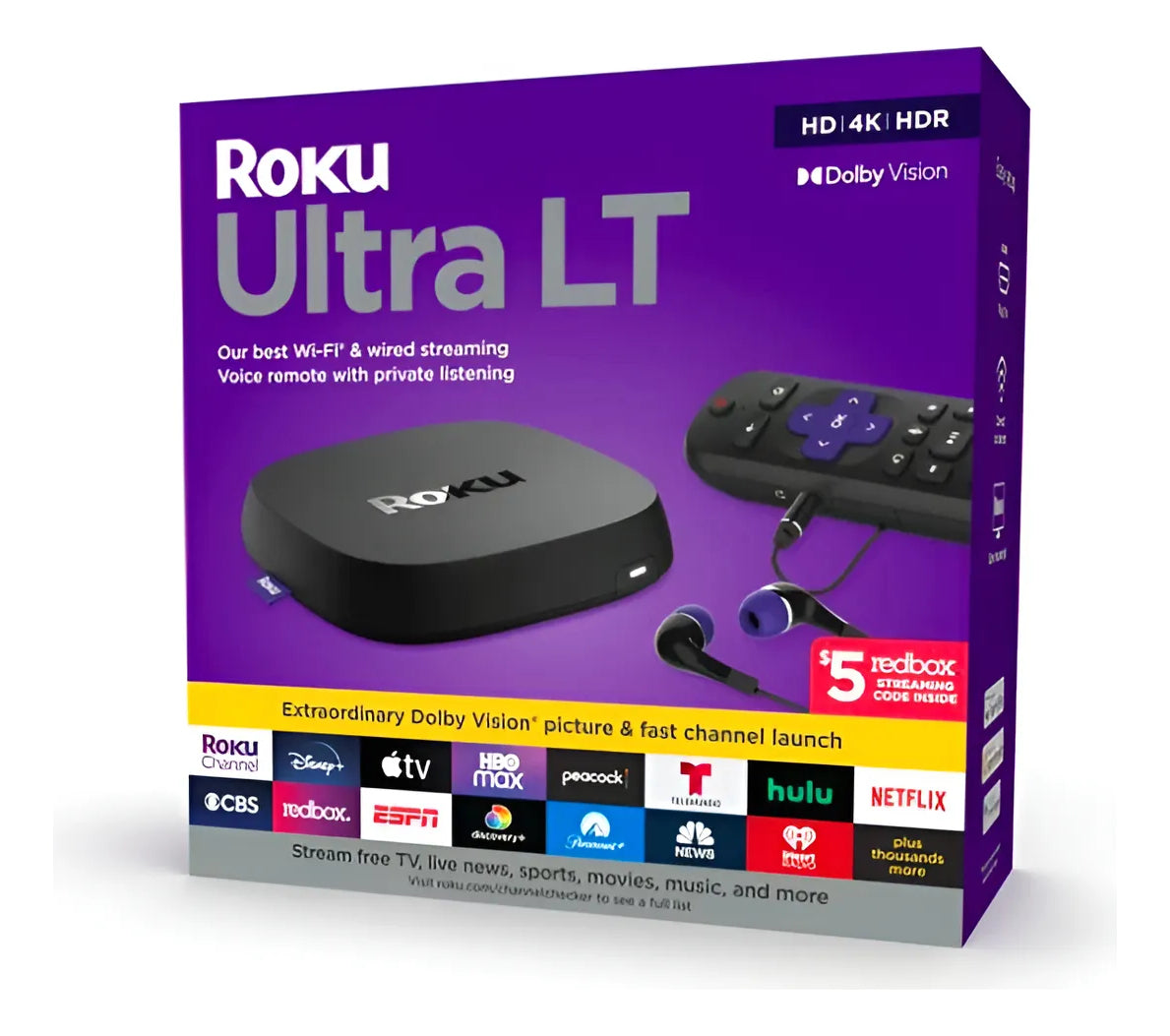 Roku Ultra Lt 4k Tv Box 4801rw Hdr 2gb Ram Voice Bluetooth Wifi Reproductor Streaming 4k Dolby Atmos Y Vision Hdr10+