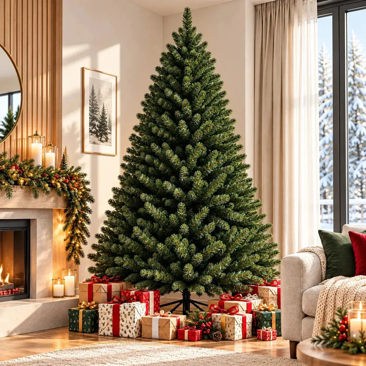 Arbol De Navidad Tradicional 2.1m Verde Artificial 1050 Puntas