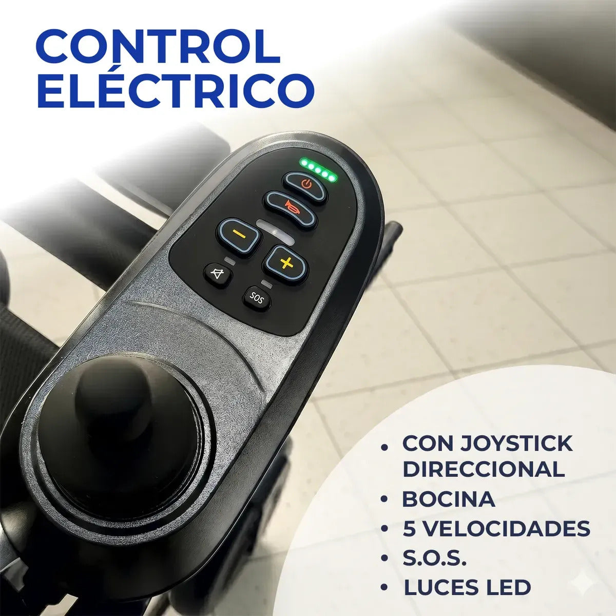 Silla de Ruedas Electrica Plegable con Joystick y Cinturón de Seguridad De 5 Velocidades