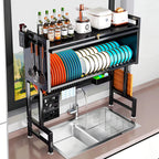 Escurridor Organizador De Platos Con Puerta Estante De 85cm Negro