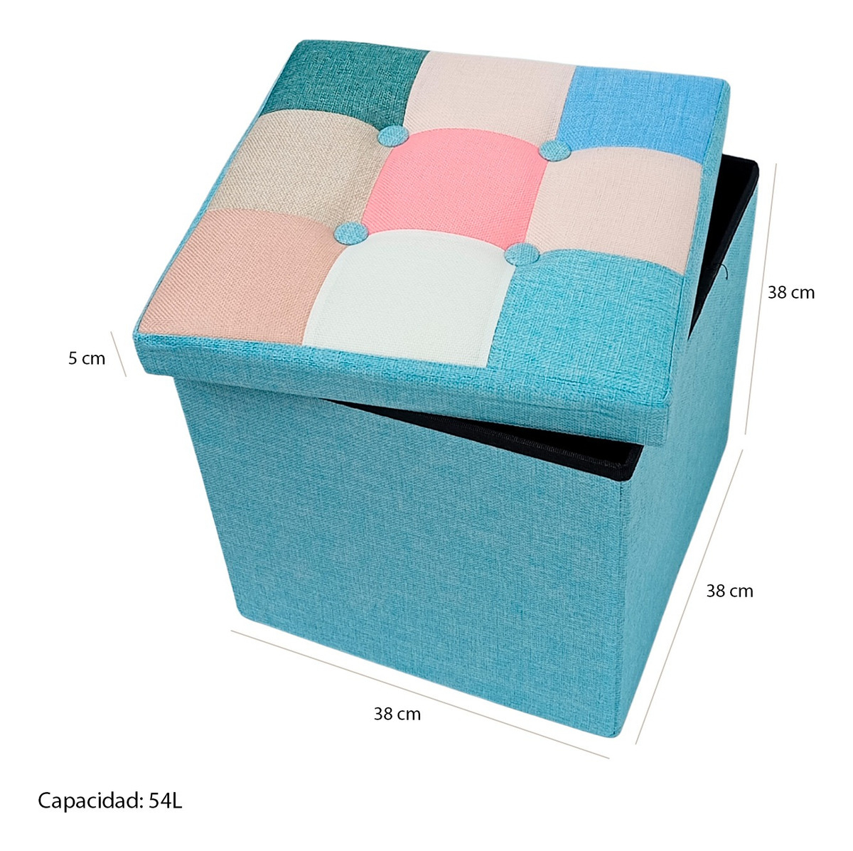 Puff Baúl Plegable Organizador38x38 Tela mix