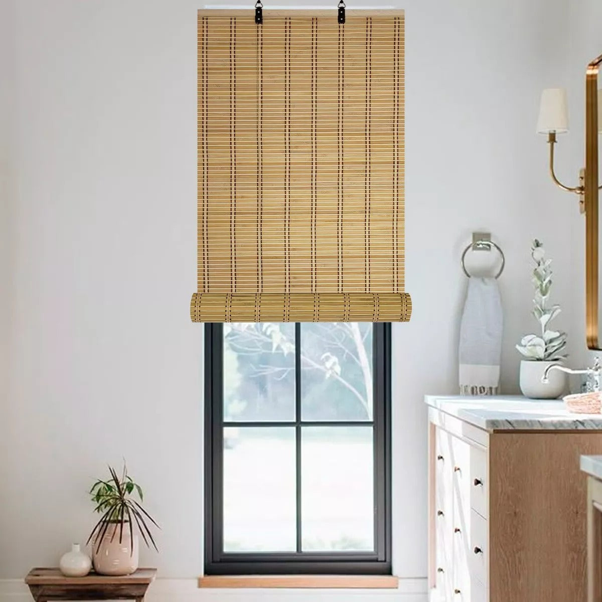 Cortina De Bambú Persiana Roller Enrollable 60x150cm