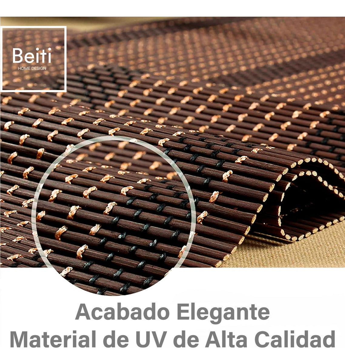 Cortina De Bambú Persiana Roller Enrollable180x180cm Café