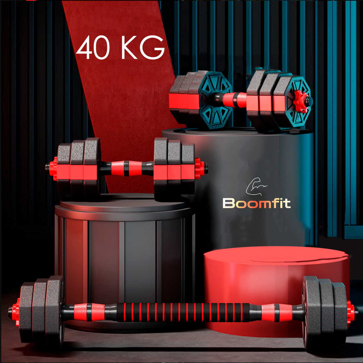 Set De Mancuernas Ajustables De 40kg Unibles Fitness