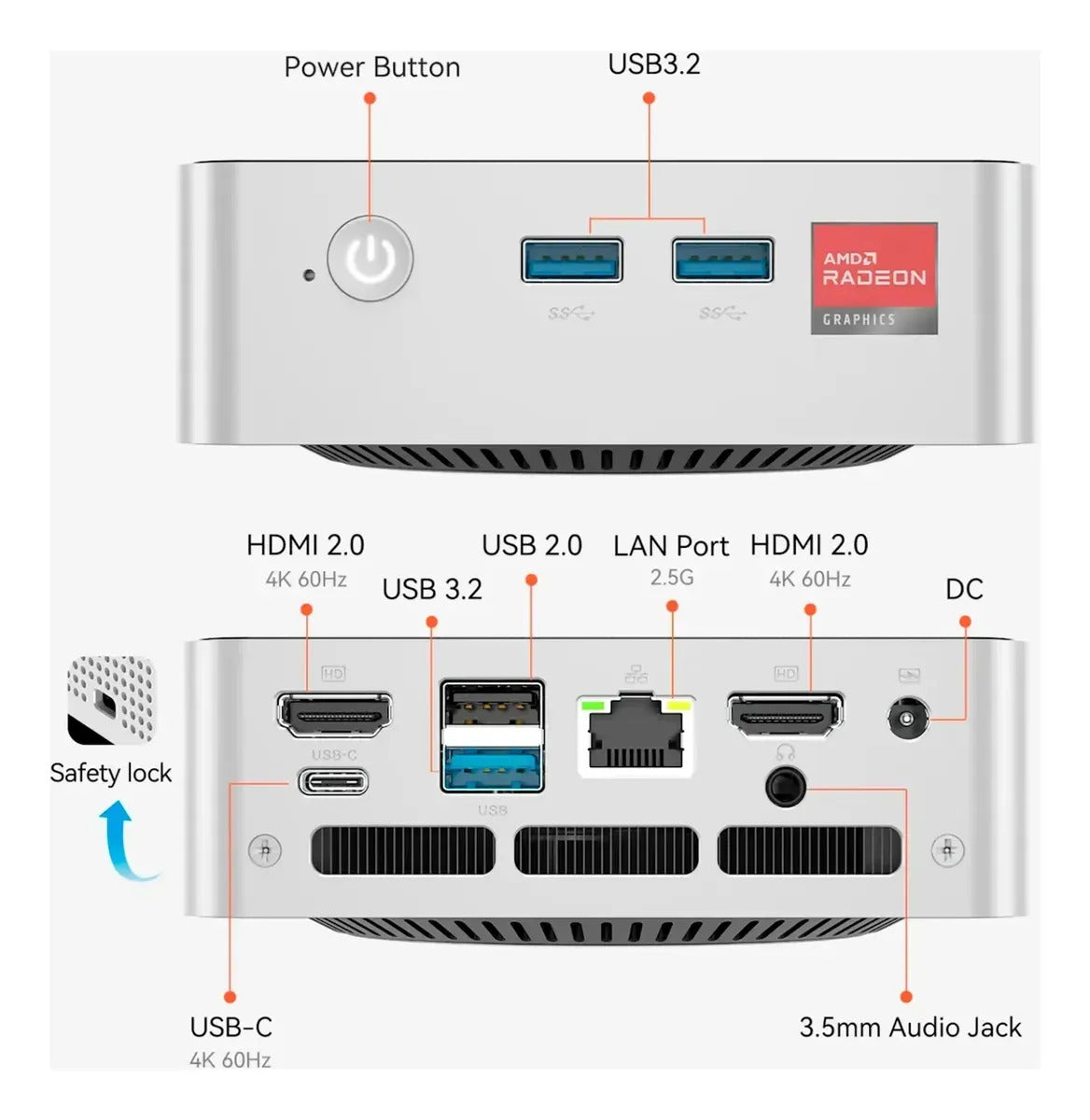 Mini Pc Morefine M7 Ryzen R3 4300u 8gb 256gb 3display 4k Uhd