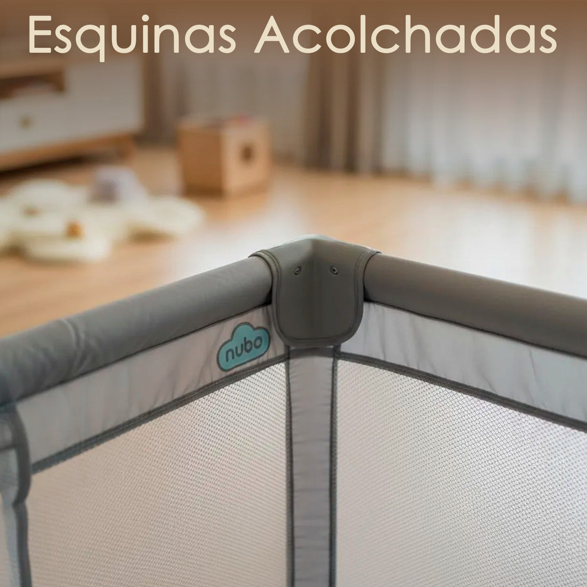 Corral Infantil Nubo Puerta De Oso Y Malla Oxford 120x180cm Gris Osos