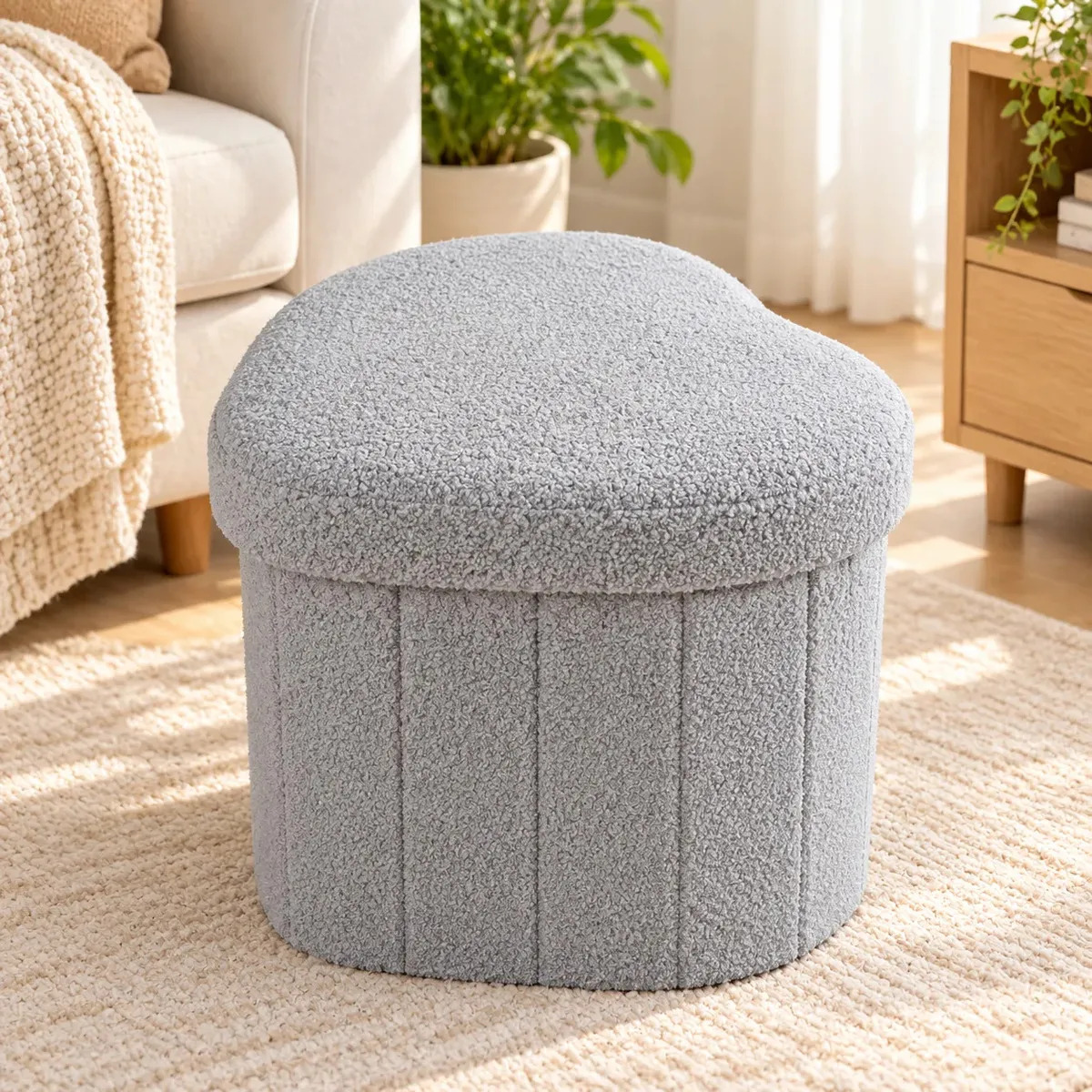 Puff Plegable Baul Organizador Tipo Corazon 38x38cm