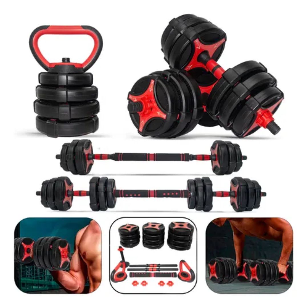 Set Mancuernas Profesional 40kg Kettlebell Barra Gym