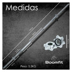Barra Preolimpica 150cm Recta Cromada Gimnasio Fitness 6kg
