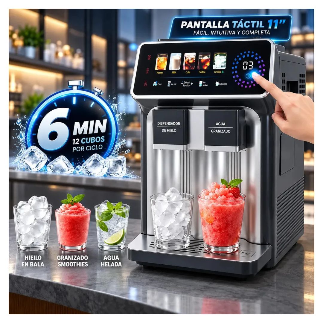 Maquina Fabricadora De Hielo Y Granizado 3 en 1 Pantalla Tactil