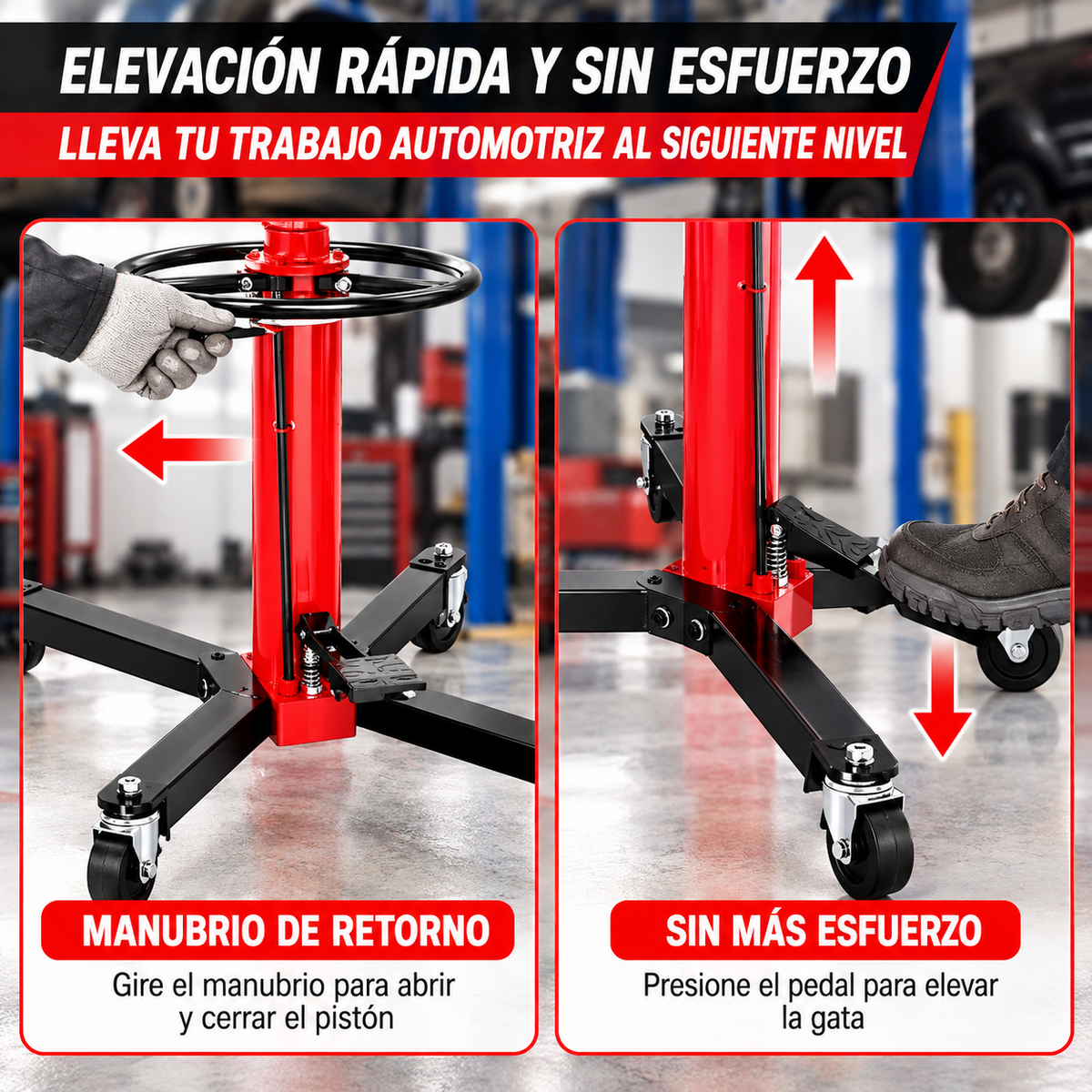 Gata De Foso Hidraulica 600kg Doble Piston Transmision