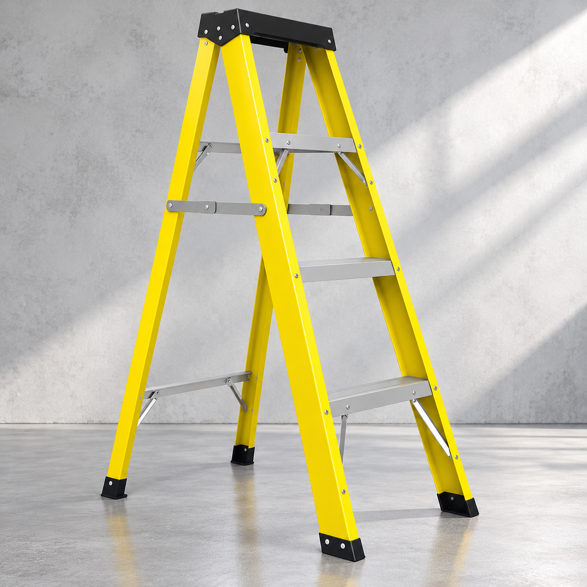 Escalera Fibra De Vidrio Industrial 1.2mts 4 Peldaños 150kg