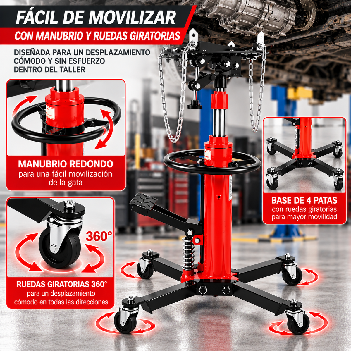 Gata De Foso Hidraulica 600kg Doble Piston Transmision