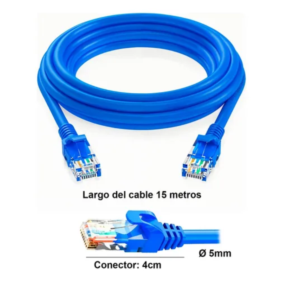 Cable De Red Cat6 De 15 Metros Alta Transferencia De Datos