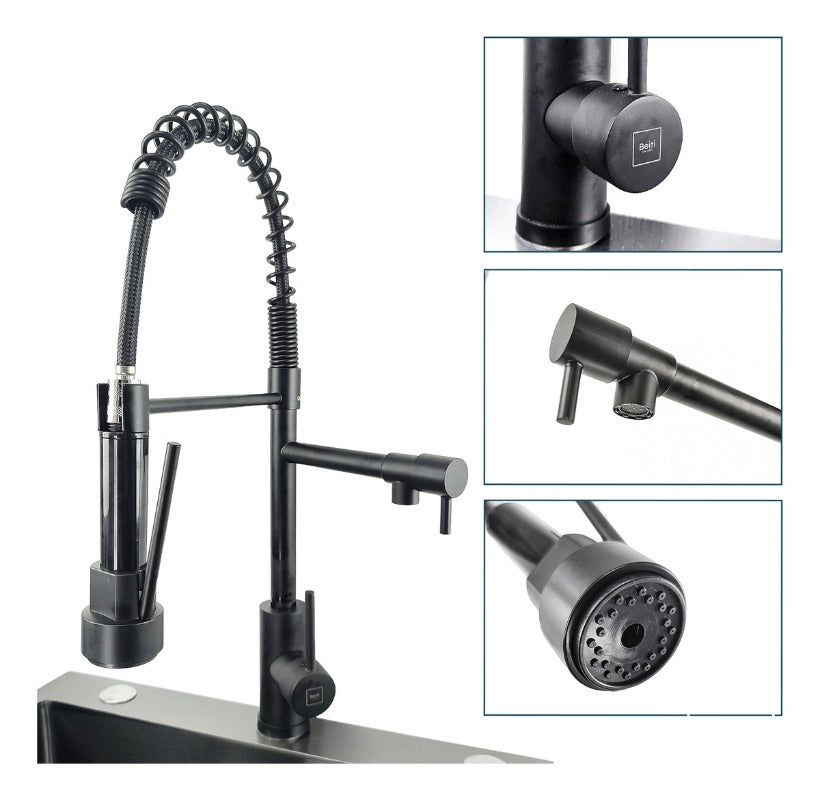 Llave Lavaplatos Grifo Monomando Extensible 2 En 1 Acero Inoxidable