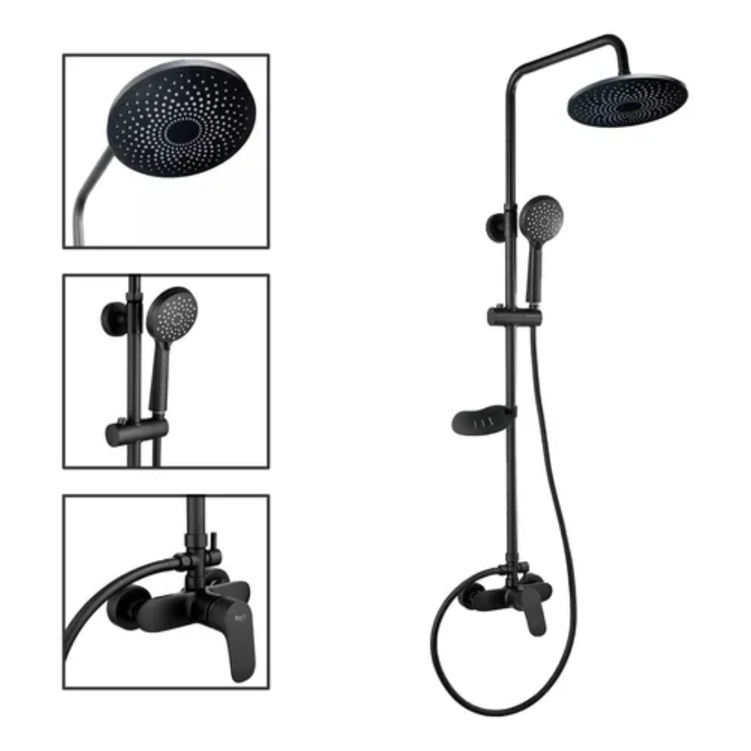 Columna De Ducha Acero Inoxidable Redondo 2 Salidas De Agua