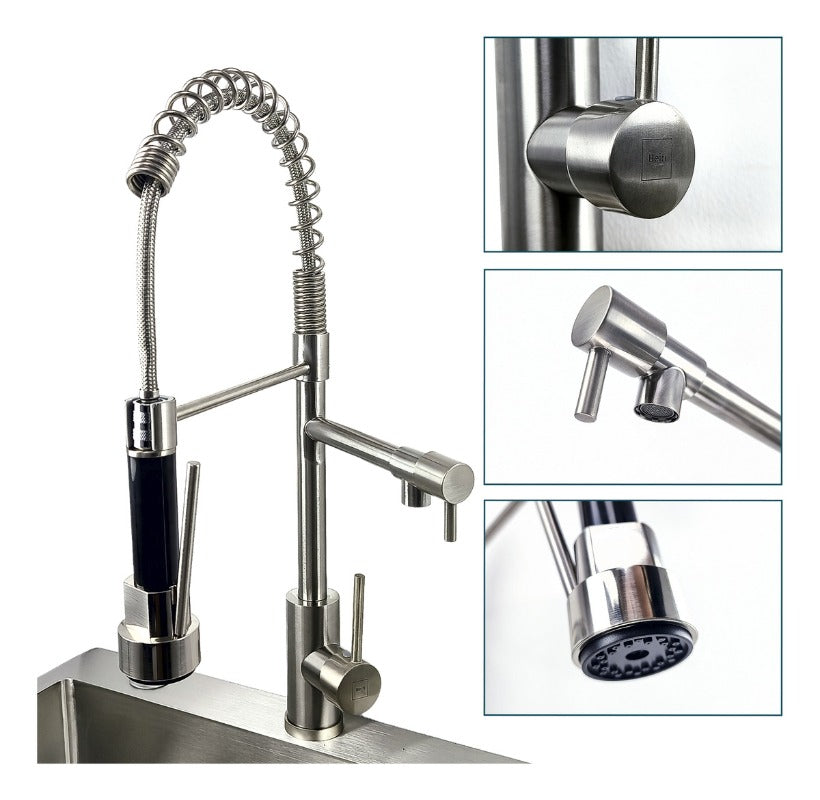 Llave Lavaplatos Grifo Monomando Extensible 2 En 1 Acero Inoxidable