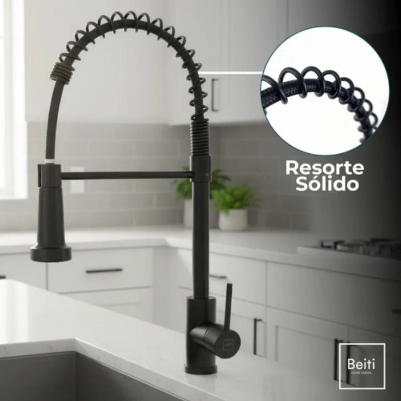 Grifo Llave Alta Monomando Cocina Rociador Flexible Acero Inoxidable