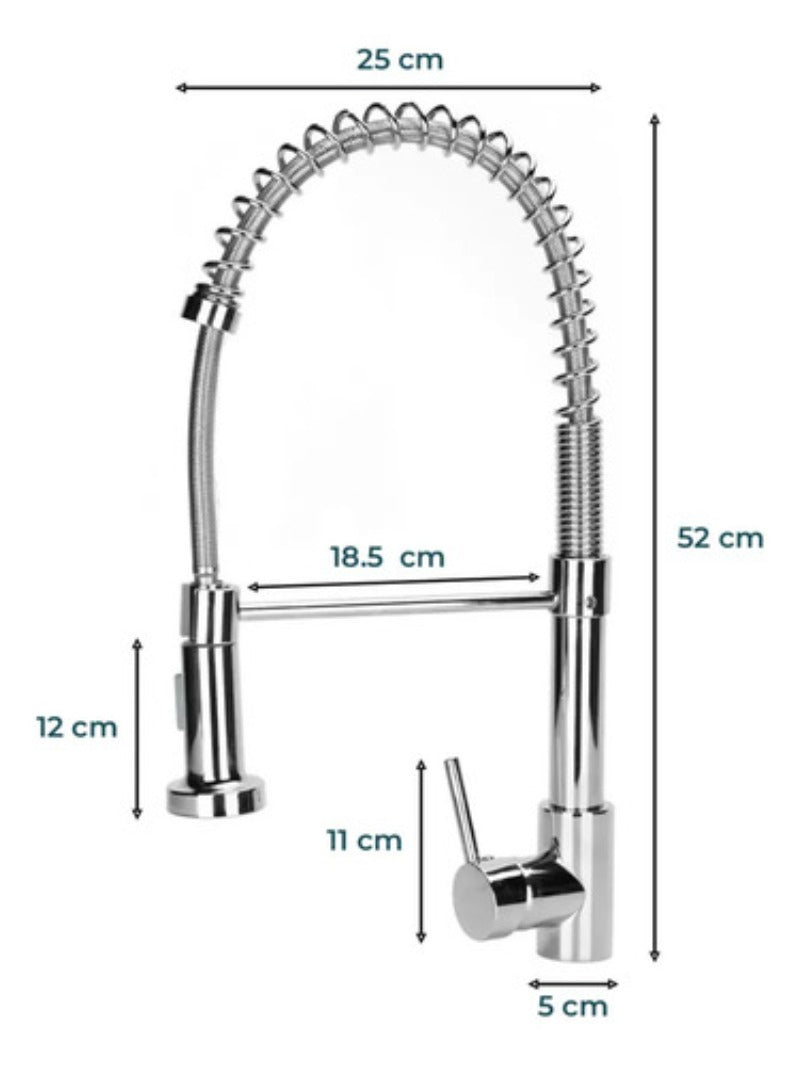 Grifo Llave Alta Monomando Cocina Rociador Flexible Acero Inoxidable
