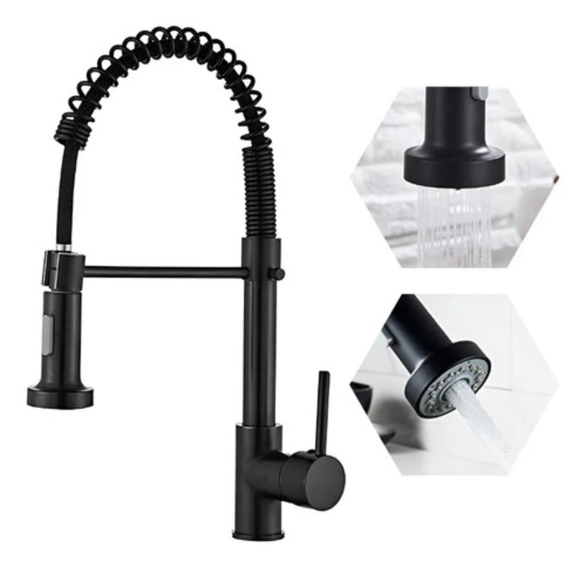 Grifo Llave Alta Monomando Cocina Rociador Flexible Acero Inoxidable