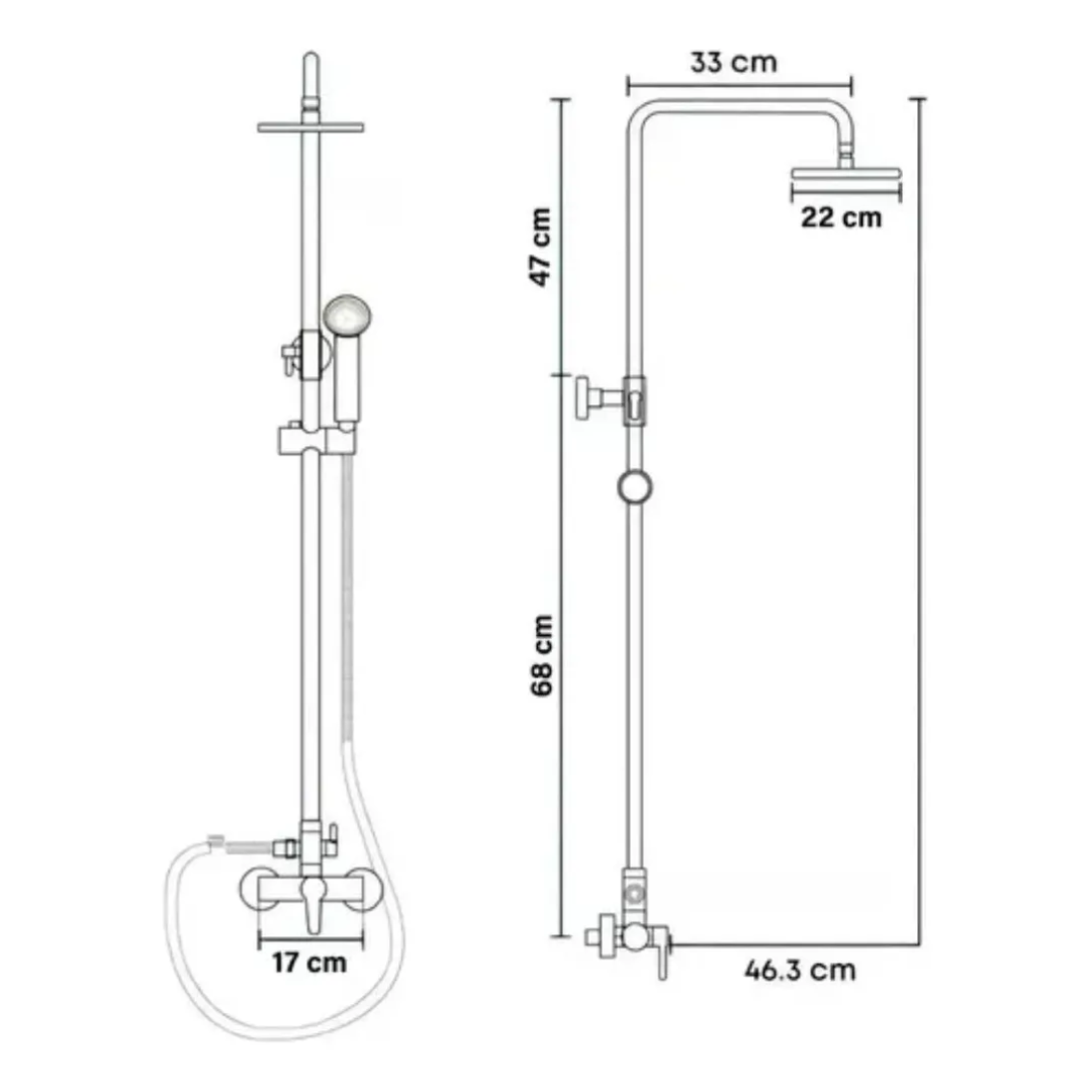 Columna De Ducha Acero Inoxidable Redondo 2 Salidas De Agua
